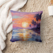 トロピカルサンセット美しい – 印象派素晴らし美術 クッション (ブランケット)