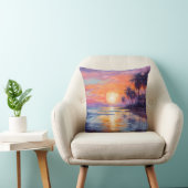 トロピカルサンセット美しい – 印象派素晴らし美術 クッション (椅子)