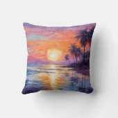 トロピカルサンセット美しい – 印象派素晴らし美術 クッション (裏面)