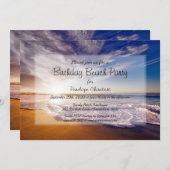 トロピカルサンセット誕生日ビーチパーティー 招待状 (正面/裏面)