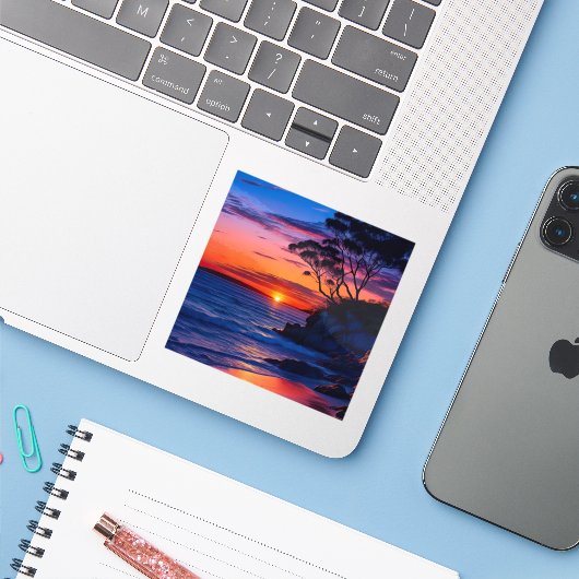 トロピカルサンセット シール (ノートパソコンとiPhone)