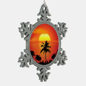 トロピカルサンセット スノーフレークピューターオーナメント (左)