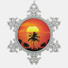 トロピカルサンセット スノーフレークピューターオーナメント
