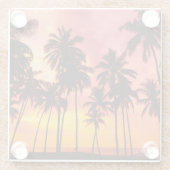 トロピカルサンセット:パームシルエットセレニティ。 ガラスコースター (裏面)