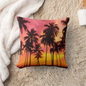 トロピカルサンセット：パームシルエットセレニティ。 クッション (ブランケット)