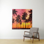 トロピカルサンセット:パームシルエットセレニティ。 タペストリー (インサイチュ)