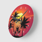 トロピカルサンセット ラウンド壁時計 (傾斜)
