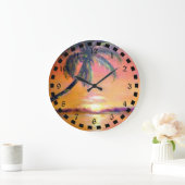 トロピカルサンセット ラージ壁時計 (ホーム)