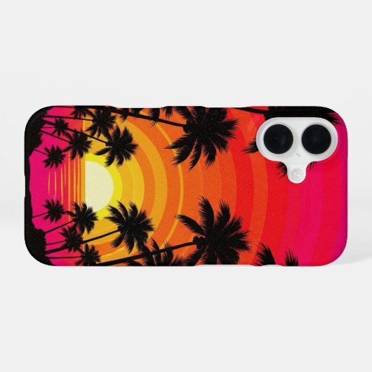 トロピカルサンセット レトロ iPhone 16ケース (裏面横)
