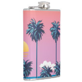 トロピカルサンセット:ヴィンテージビーチイラストレーション フラスク (右)
