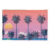 トロピカルサンセット：ヴィンテージビーチイラストレーション 枕カバー (裏面)