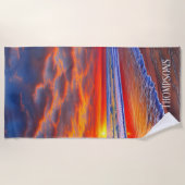 トロピカルサンセット(名パーソナライズされた前) ビーチタオル (正面)