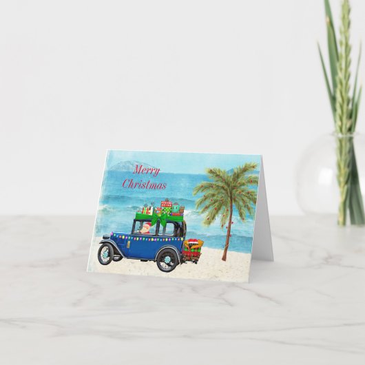 トロピカルサンタクリスマスカード サンキューカード (正面)