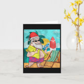 トロピカルサンタクロース ハワイアン クリスマス カード (黄色い花)