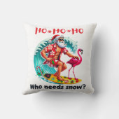 トロピカルサンタサーフィンウィズフラミンゴ&ホリデー クッション (裏面)