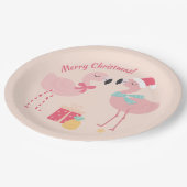 トロピカルサンタフラミンゴの – クリスマス ペーパープレート (アングル)