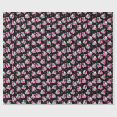 トロピカルサンタフラミンゴフロートブラック ラッピングペーパー (フラット)