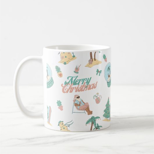 トロピカルサンタメリークリスマスマグカップ コーヒーマグカップ (左)