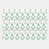 トロピカルサンタ葉ーとパームの水彩 ラッピングペーパーシート (正面2)