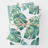 トロピカルサンタ葉ーとパームの水彩 ラッピングペーパーシート (インサイチュ)