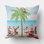 トロピカルサンタ&ルドルフビーチクリスマスパーティー クッション (正面)
