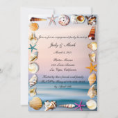 トロピカルサンディビーチとシーシェルエンゲージメントパーティ 招待状 (正面)