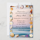 トロピカルサンディビーチとシーシェルリハーサルディナー 招待状 (正面)