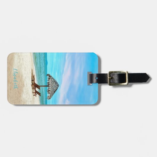 トロピカルサンディビーチ名前をカスタムする ラゲッジタグ (正面横)