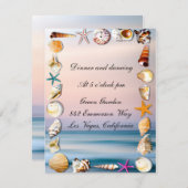 トロピカルサンディビーチ&シーシェルズウェディングレセプション 招待状 (正面/裏面)