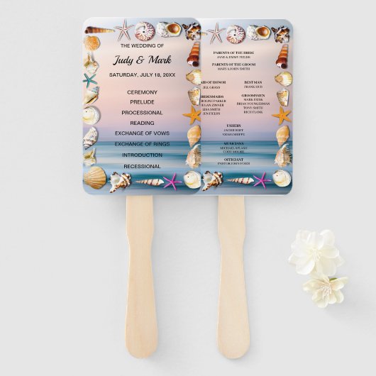 トロピカルサンディビーチ&シーシェル結婚式 プログラム ハンドファン (正面&裏面)