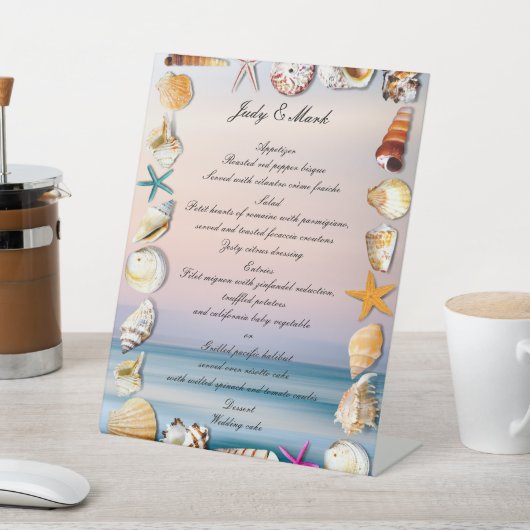 トロピカルサンディビーチ&シー結婚ヘルズのメニュー 台座サイン (インサイチュ)