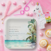 トロピカルサンドビーチウォーターカラーパーム結婚ツリー ペーパープレート (パーティー)