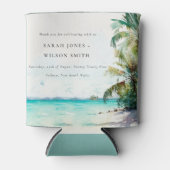 トロピカルサンドビーチウォーターカラーパーム結婚ツリー 缶クーラー (正面)