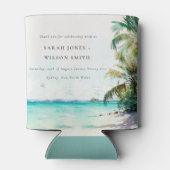 トロピカルサンドビーチウォーターカラーパーム結婚ツリー 缶クーラー (裏面)