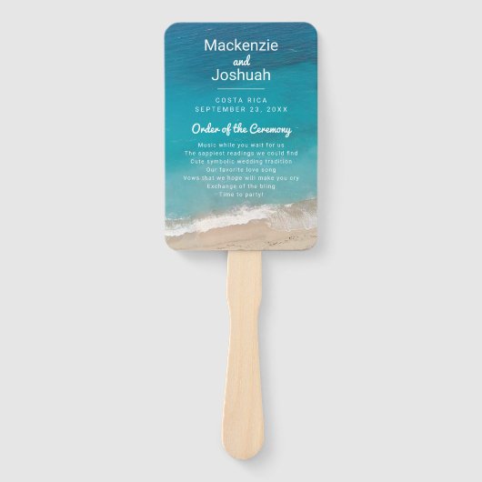 トロピカルサンドビーチショア結婚式 プログラム ハンドファン (正面)