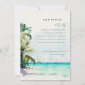 トロピカルサンドビーチパーム結婚ツリーの+詳細 招待状 (裏面)