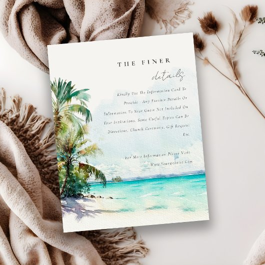 トロピカルサンドビーチパーム結婚ツリーズ詳細 エンクロージャーカード