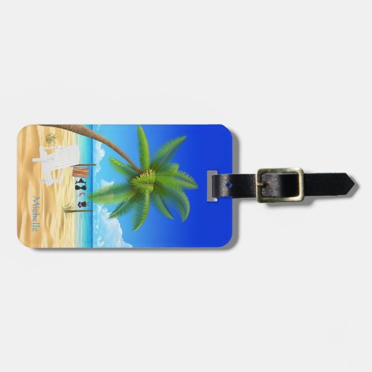 トロピカルサンドビーチ名前をカスタムする ラゲッジタグ (正面横)