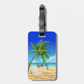 トロピカルサンドビーチ名前をカスタムする ラゲッジタグ (裏面縦)