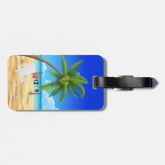 トロピカルサンドビーチ名前をカスタムする ラゲッジタグ (裏面横)