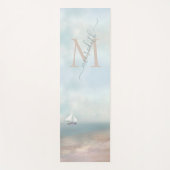 トロピカルサンドビーチ海モノグラム名 ヨガマット (正面)