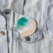 トロピカルサンドビーチ – 波 – ドローンビュー 缶バッジ (インサイチュ)