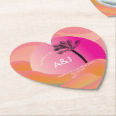 トロピカルサンライズはっきりしたピンクオレンジホワイト結婚ズ ペーパーコースター (アングル)