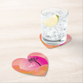 トロピカルサンライズはっきりしたピンクオレンジホワイト結婚ズ ペーパーコースター