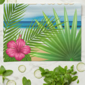 トロピカルサンライズビーチパラダイス キッチンタオル (折り畳み)