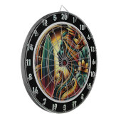 トロピカルサーファーゴールデンサンセットグローアート ダーツボード (正面左)