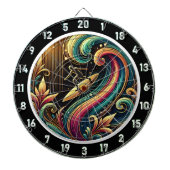 トロピカルサーファーサンセットウェーブアートピース ダーツボード (正面)