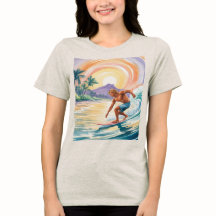 トロピカルサーフィンサンセットオートミールTri-Blend Tシャツ