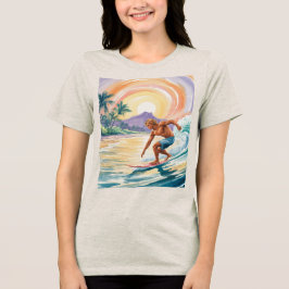 トロピカルサーフィンサンセットオートミールTri-Blend Tシャツ