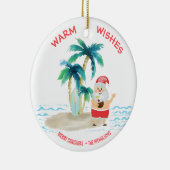 トロピカルサーフィンサンタビーチウォームウィッシュクリスマス セラミックオーナメント (右)